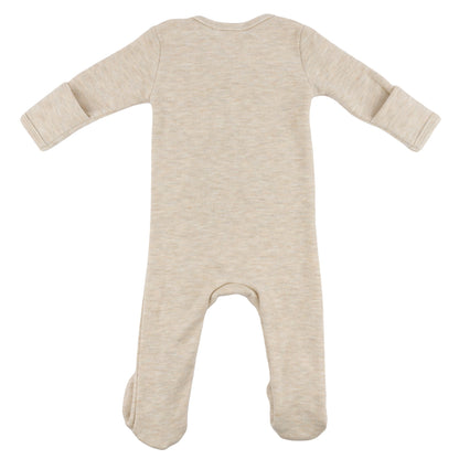 Oh Baby! Honeycomb Zipper Footie with Pocket - Sand, 6M - Image 3