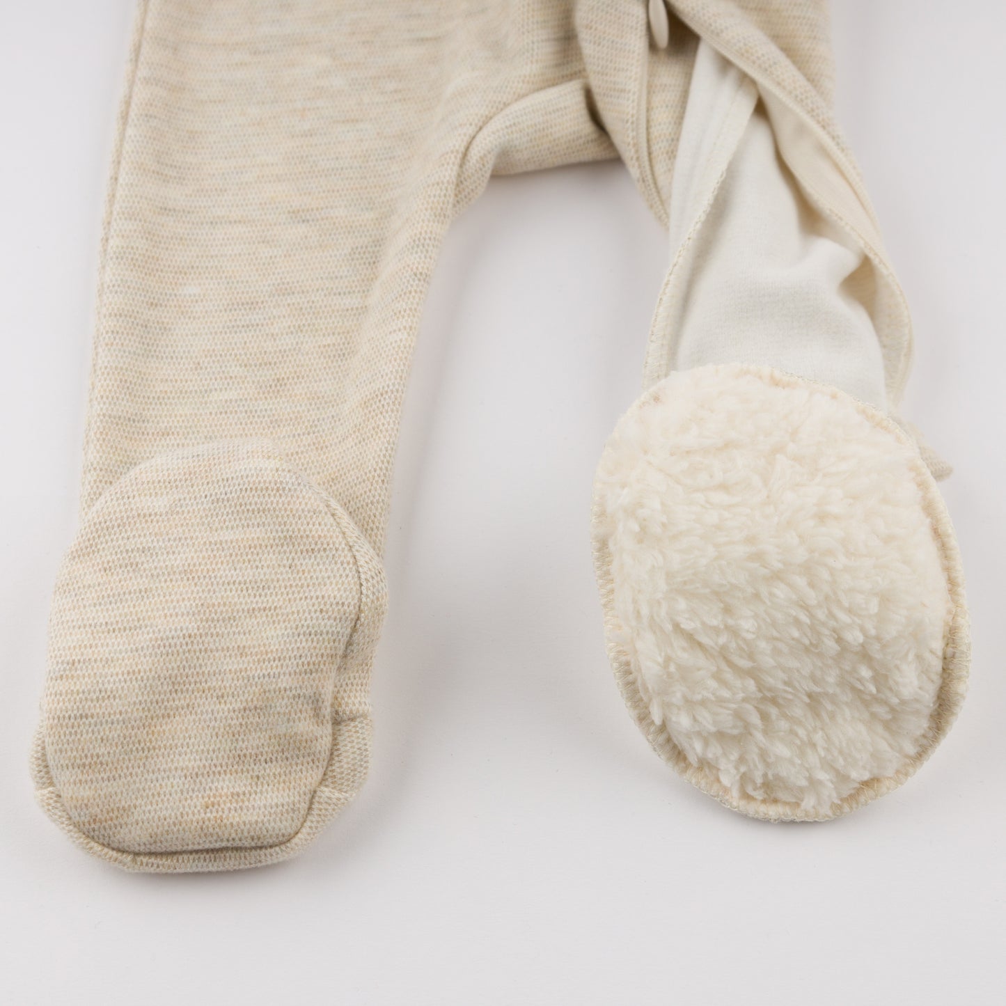 Oh Baby! Honeycomb Zipper Footie with Pocket - Sand, 6M - Image 4