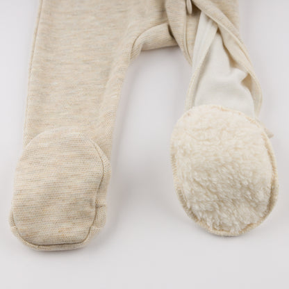 Oh Baby! Honeycomb Zipper Footie with Pocket - Sand, 6M - Image 4