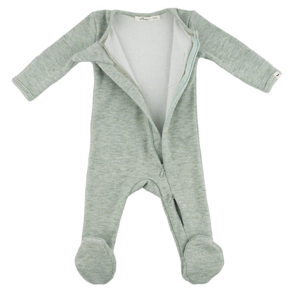 Oh Baby! Honeycomb Zipper Footie with Pocket - Spruce, 1M - Image 2