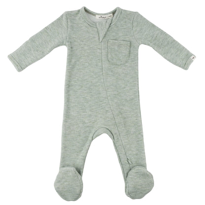 Oh Baby! Honeycomb Zipper Footie with Pocket - Spruce, 1M