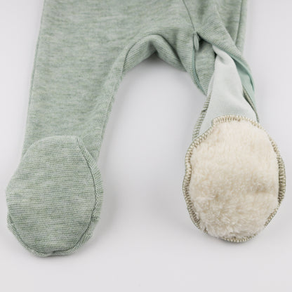 Oh Baby! Honeycomb Zipper Footie with Pocket - Spruce, 3M - Image 4