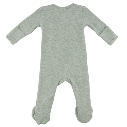 Oh Baby! Honeycomb Zipper Footie with Pocket - Spruce, 6M - Image 3