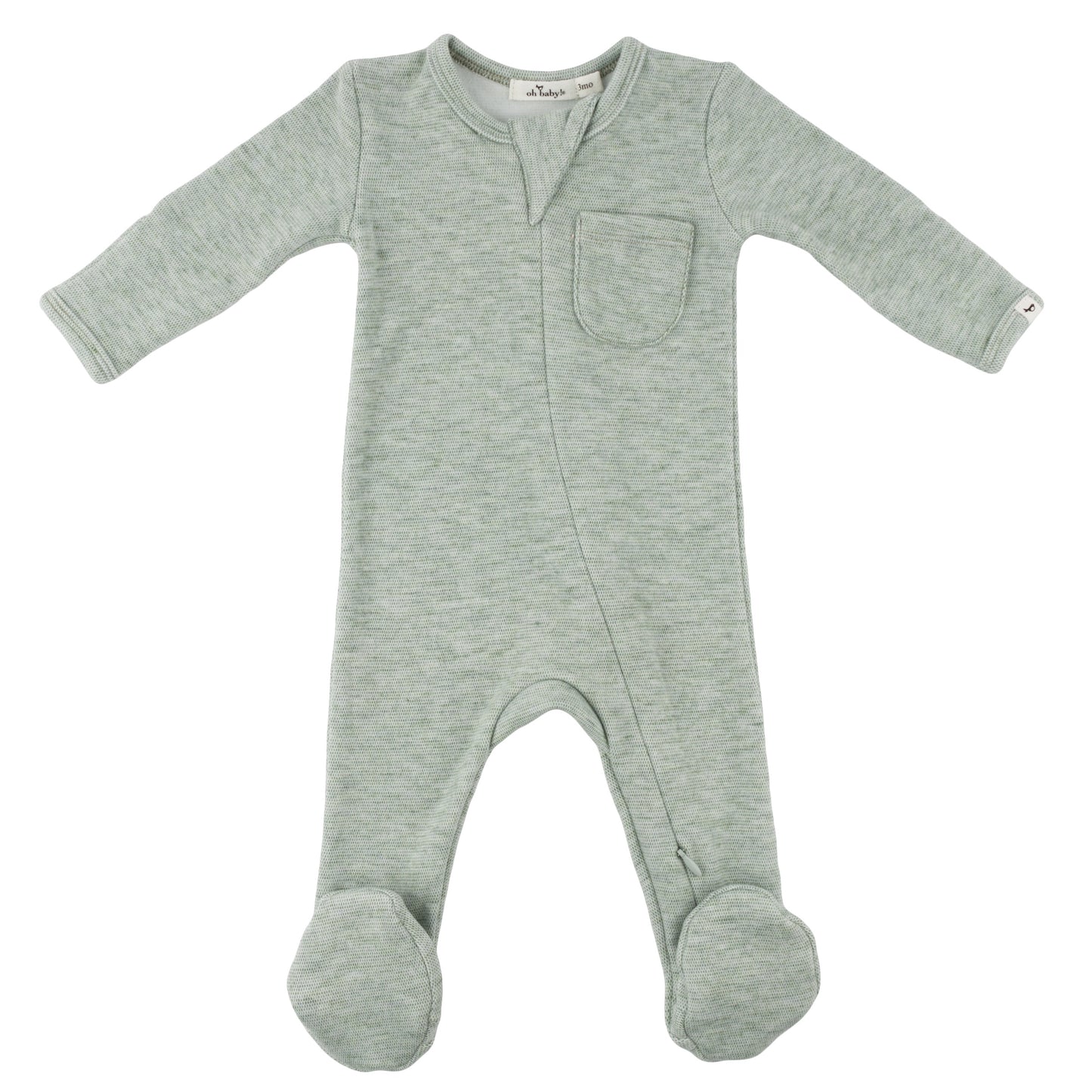 Oh Baby! Honeycomb Zipper Footie with Pocket - Spruce, 6M