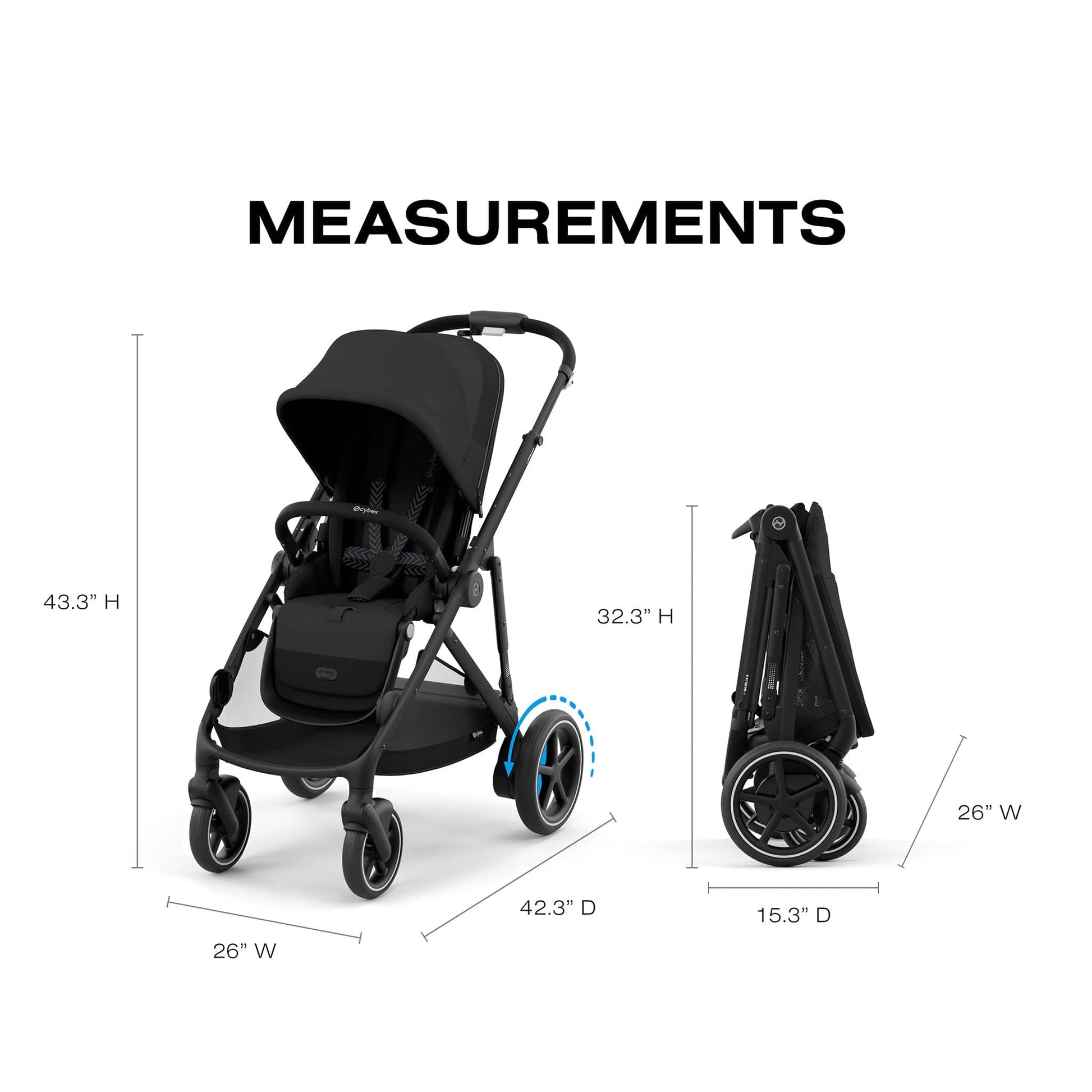 Cybex eGazelle S Electronic Assist Stroller - Black Frame / Moon Black - 524000521