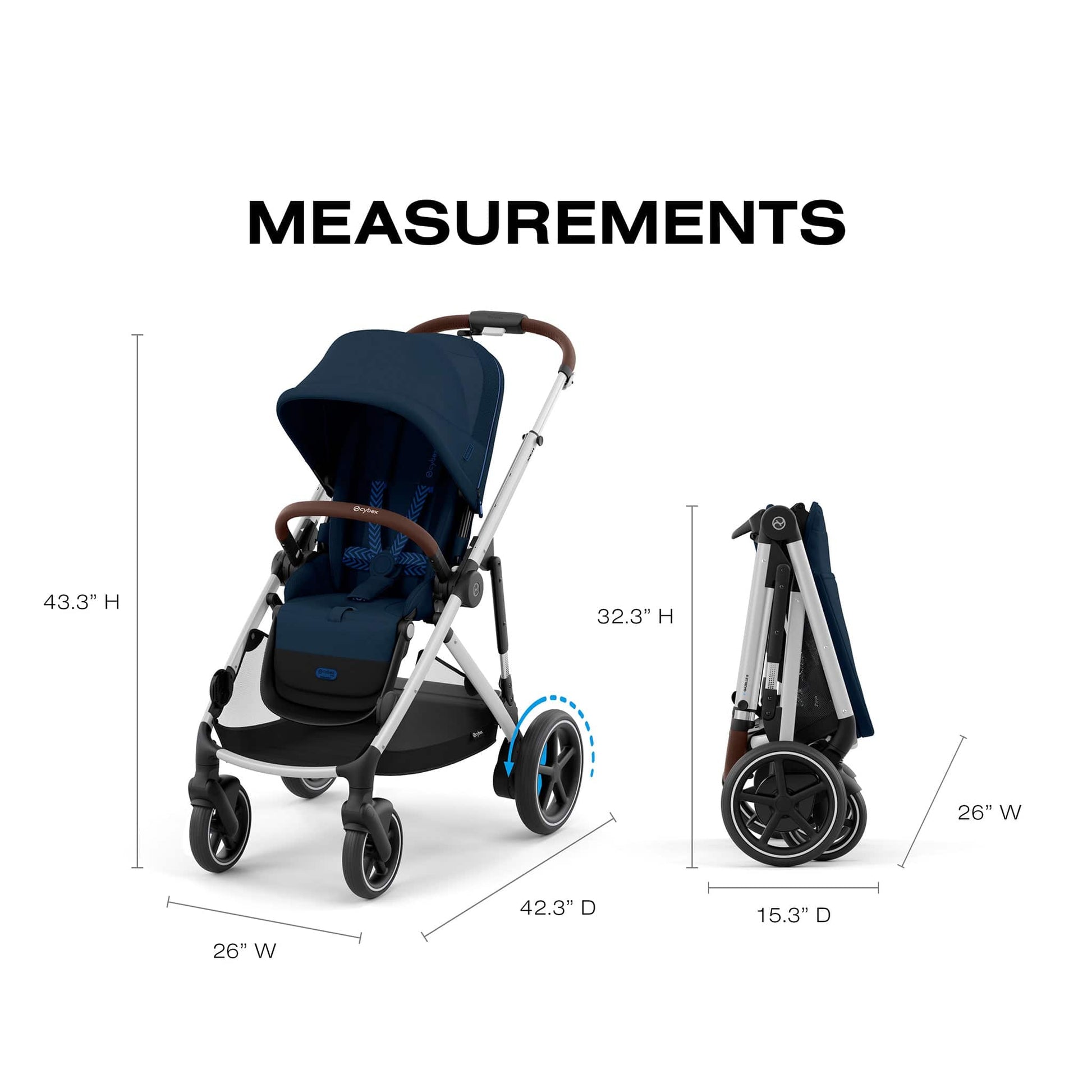 Cybex eGazelle S Electronic Assist Stroller - Silver Frame / Ocean Blue - 524000533