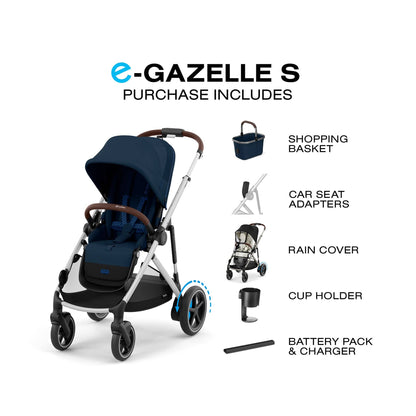 Cybex eGazelle S Electronic Assist Stroller - Silver Frame / Ocean Blue - 524000533