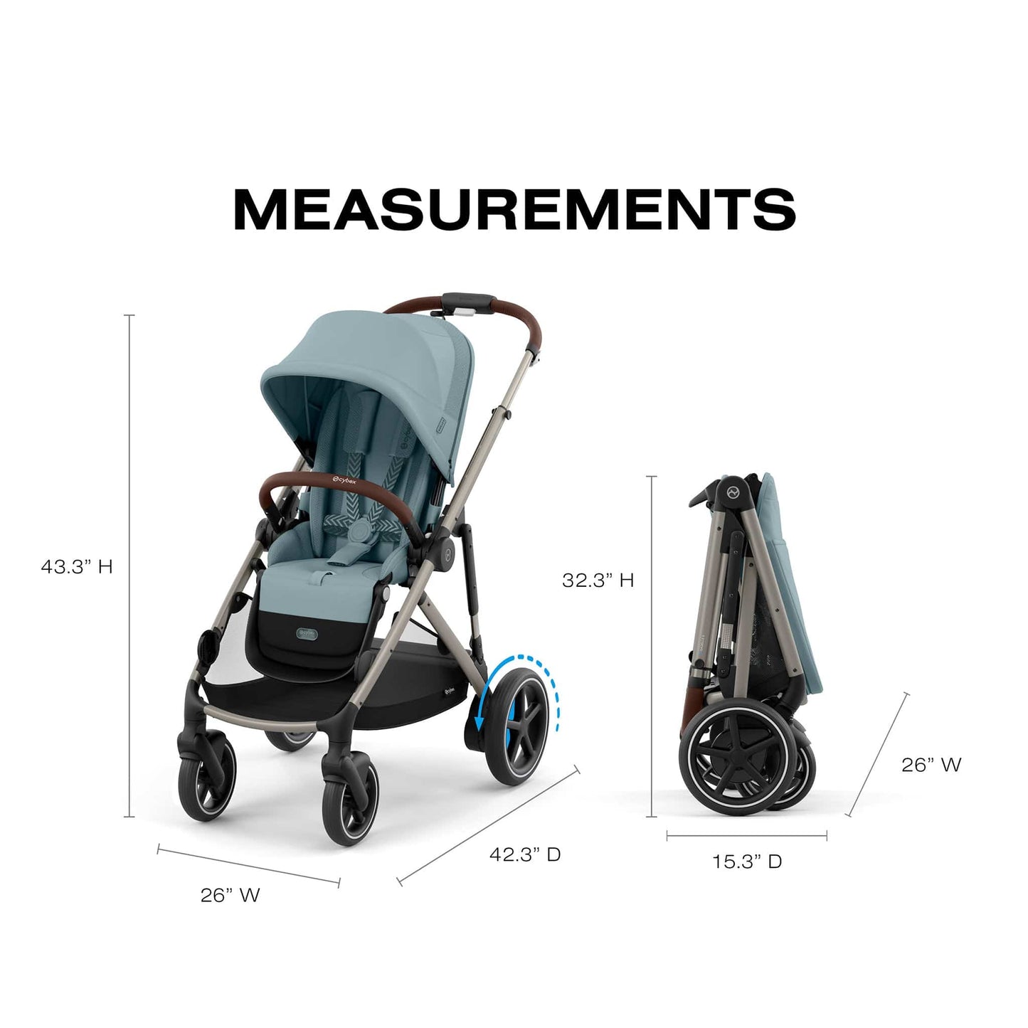 Cybex eGazelle S Electronic Assist Stroller - Taupe Frame / Stormy Blue - 524000539
