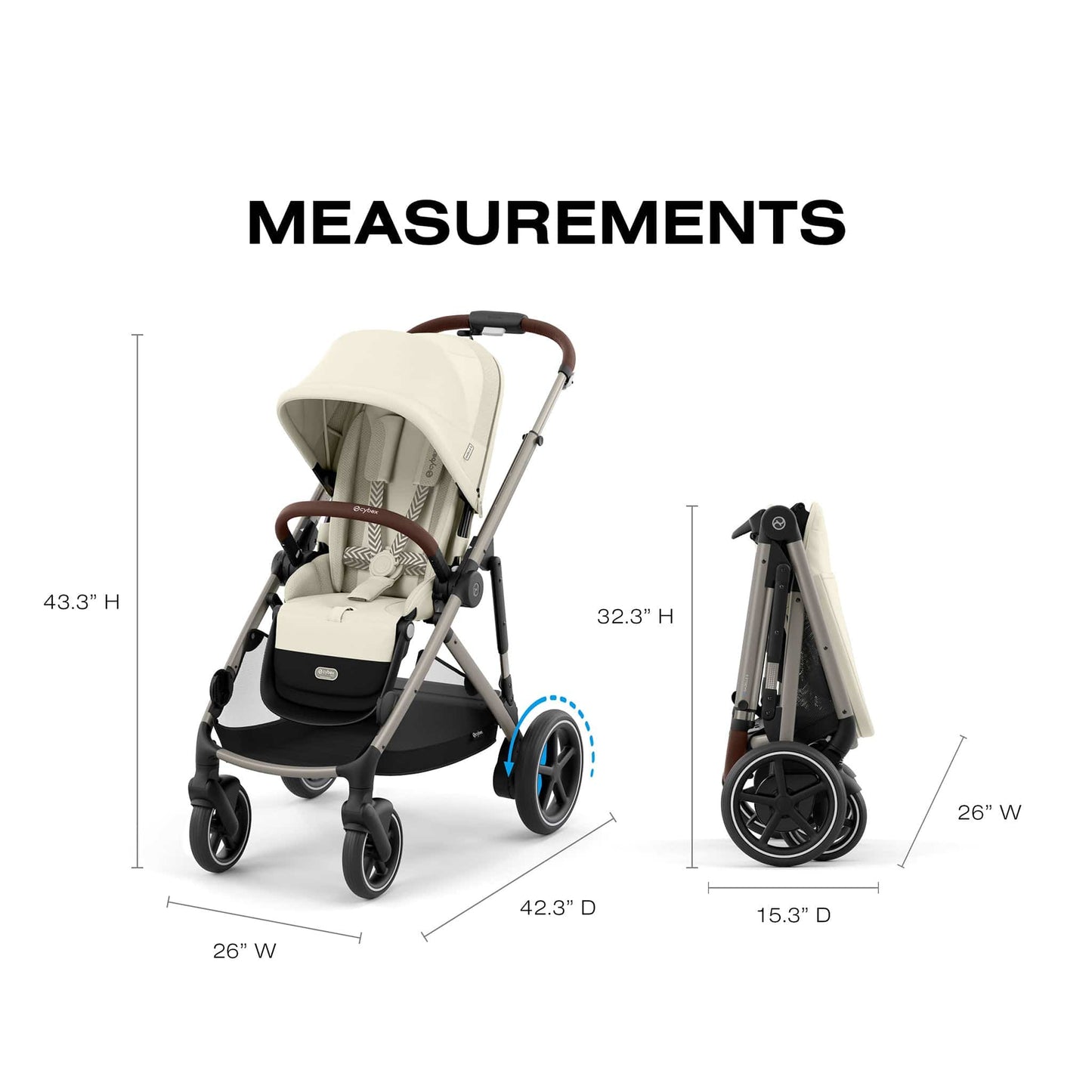 Cybex eGazelle S Electronic Assist Stroller - Taupe Frame / Seashell Beige - 524000545