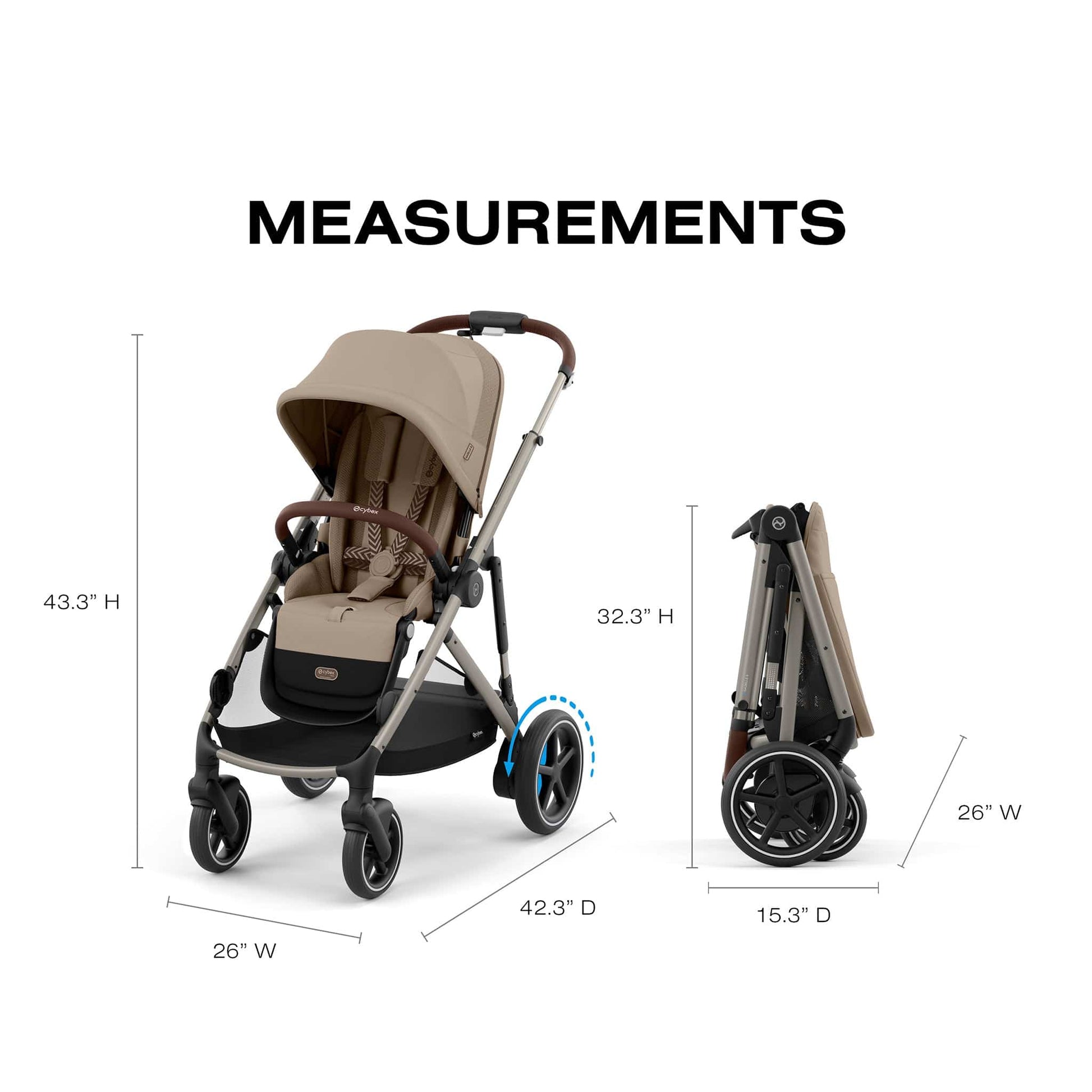 Cybex eGazelle S Electronic Assist Stroller - Taupe Frame / Almond Beige - 524000551
