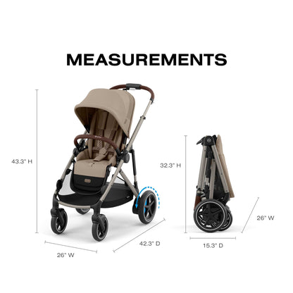 Cybex eGazelle S Electronic Assist Stroller - Taupe Frame / Almond Beige - 524000551