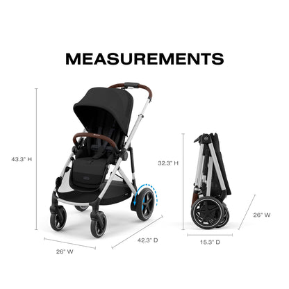 Cybex eGazelle S Electronic Assist Stroller - Silver Frame / Moon Black - 524000553