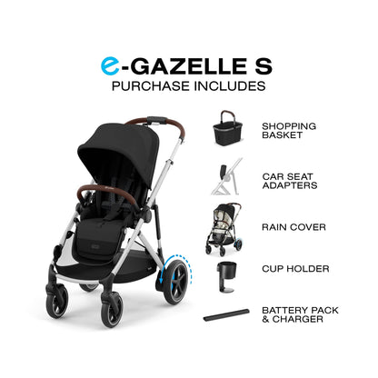 Cybex eGazelle S Electronic Assist Stroller - Silver Frame / Moon Black - 524000553