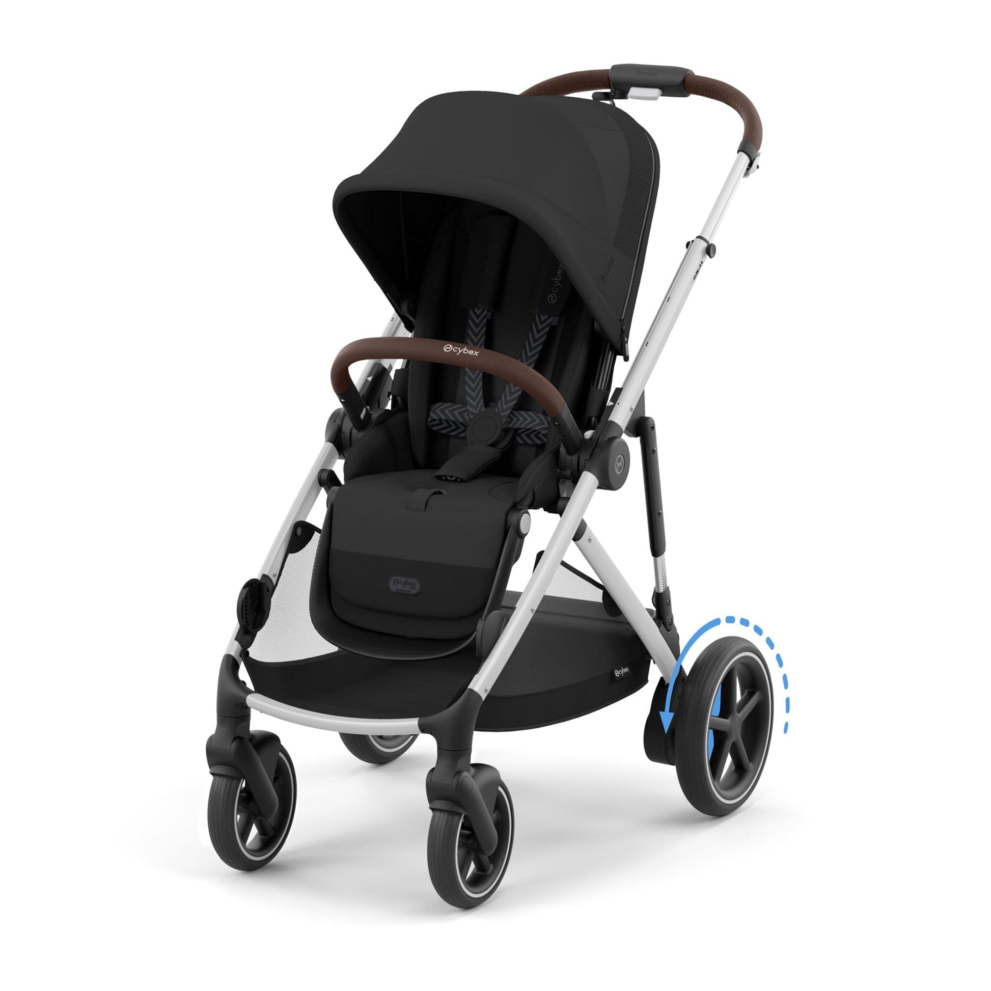 electric baby stroller Cybex e-Gazelle S Electronic Assist Stroller, Silver Frame/Moon Black