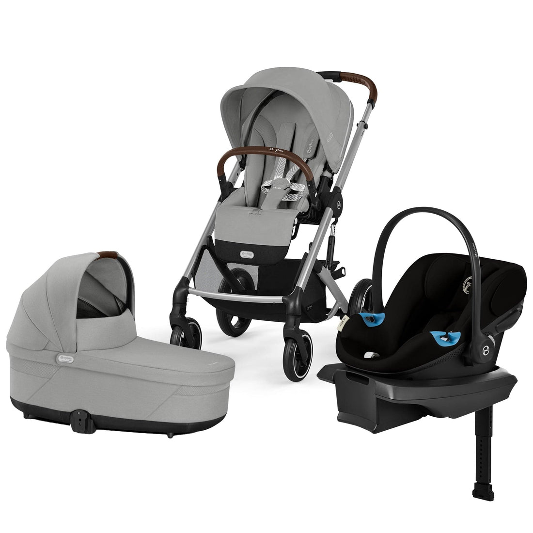 Cybex Balios S Lux + Cot + Aton G2 Travel System Bundle - Stone Grey / Moon Black - 524001185-524001347-524002341