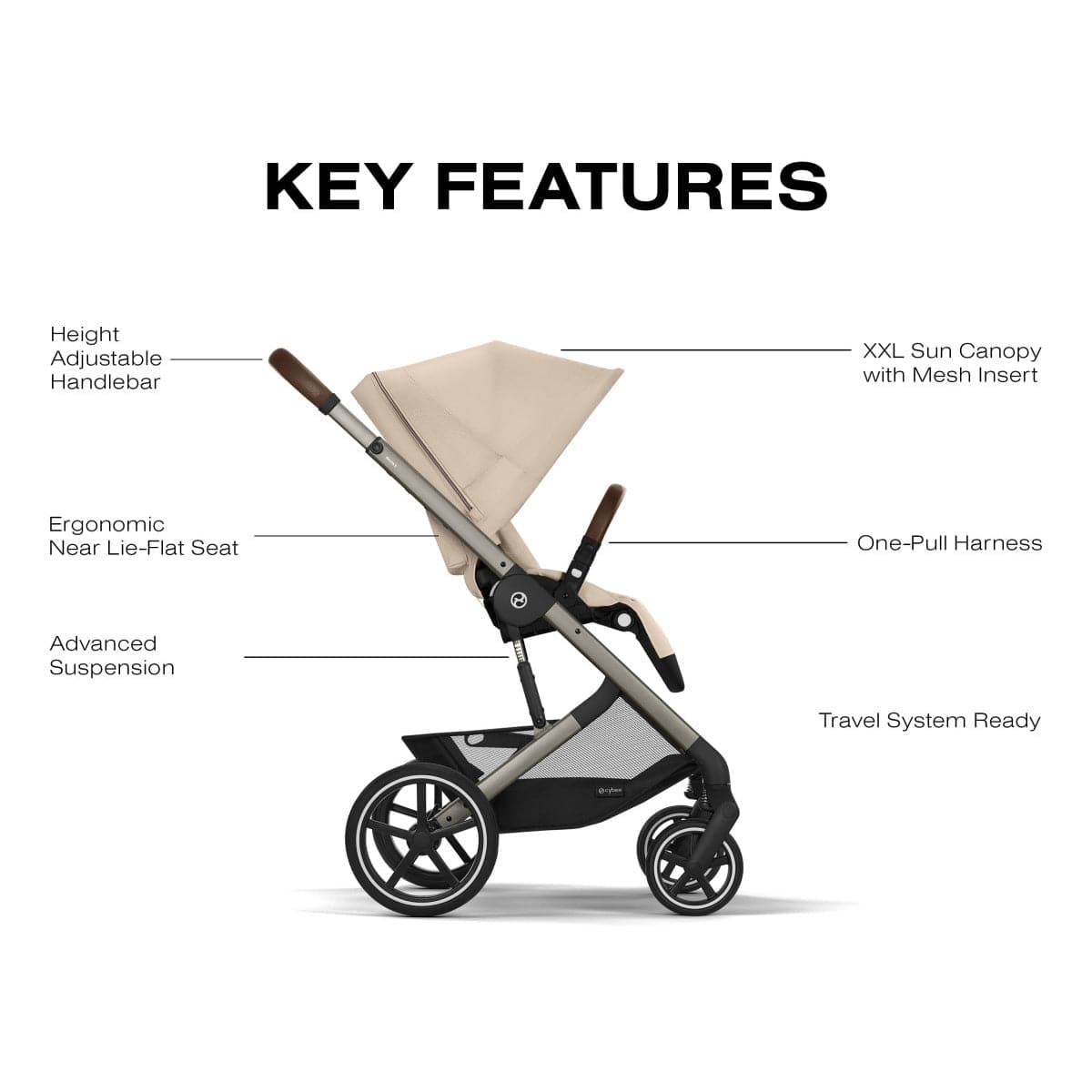 Cybex Balios S Lux Stroller - Almond Beige - 524001217