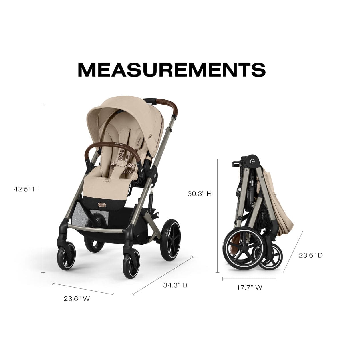 Passeggino CYBEX Balios S Lux 4 Ruote TPE – Colore Almond Beige, Da Nascita A 22 Kg (circa 4 Anni)