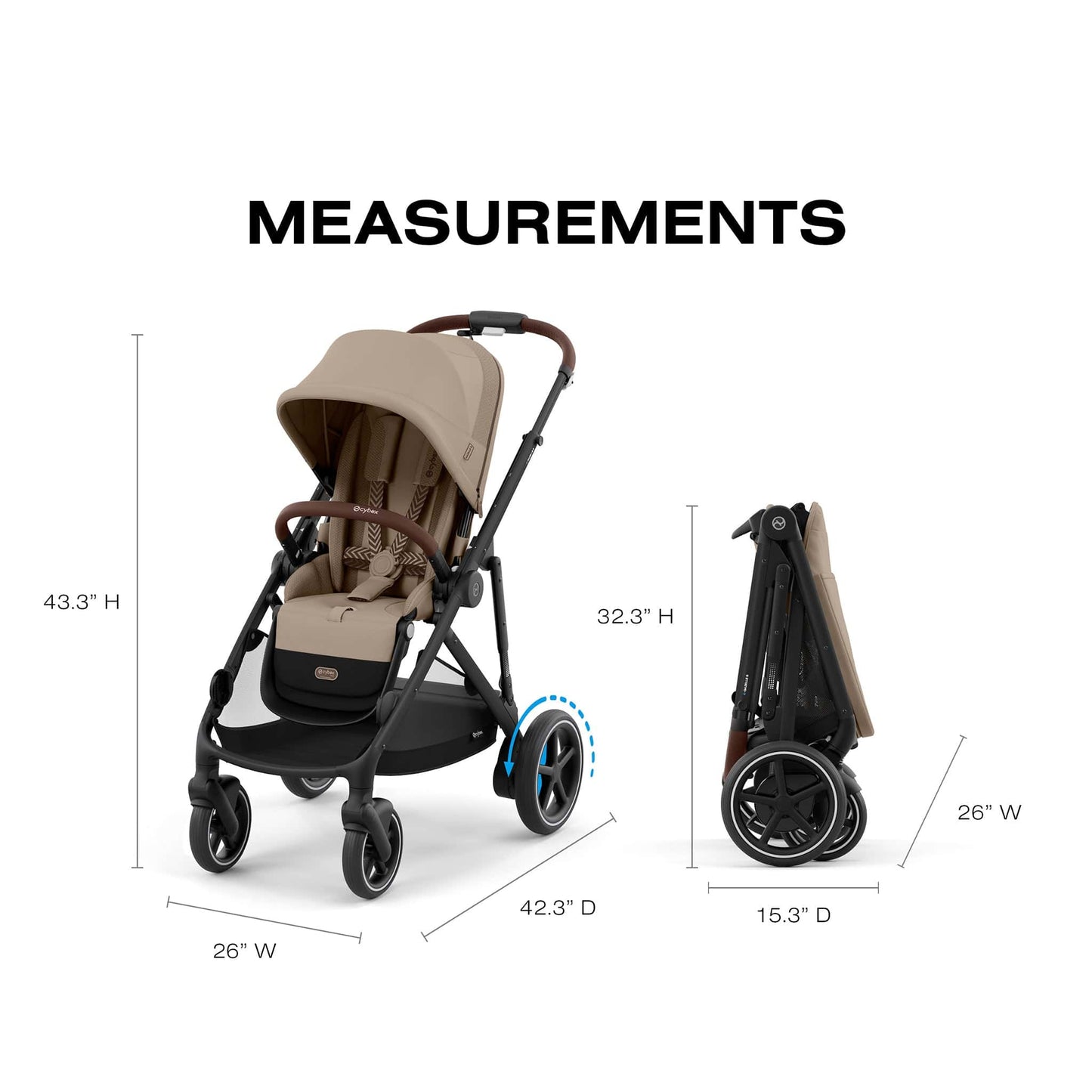 Cybex eGazelle S Electronic Assist Stroller - Black Frame / Almond Beige - 524001219
