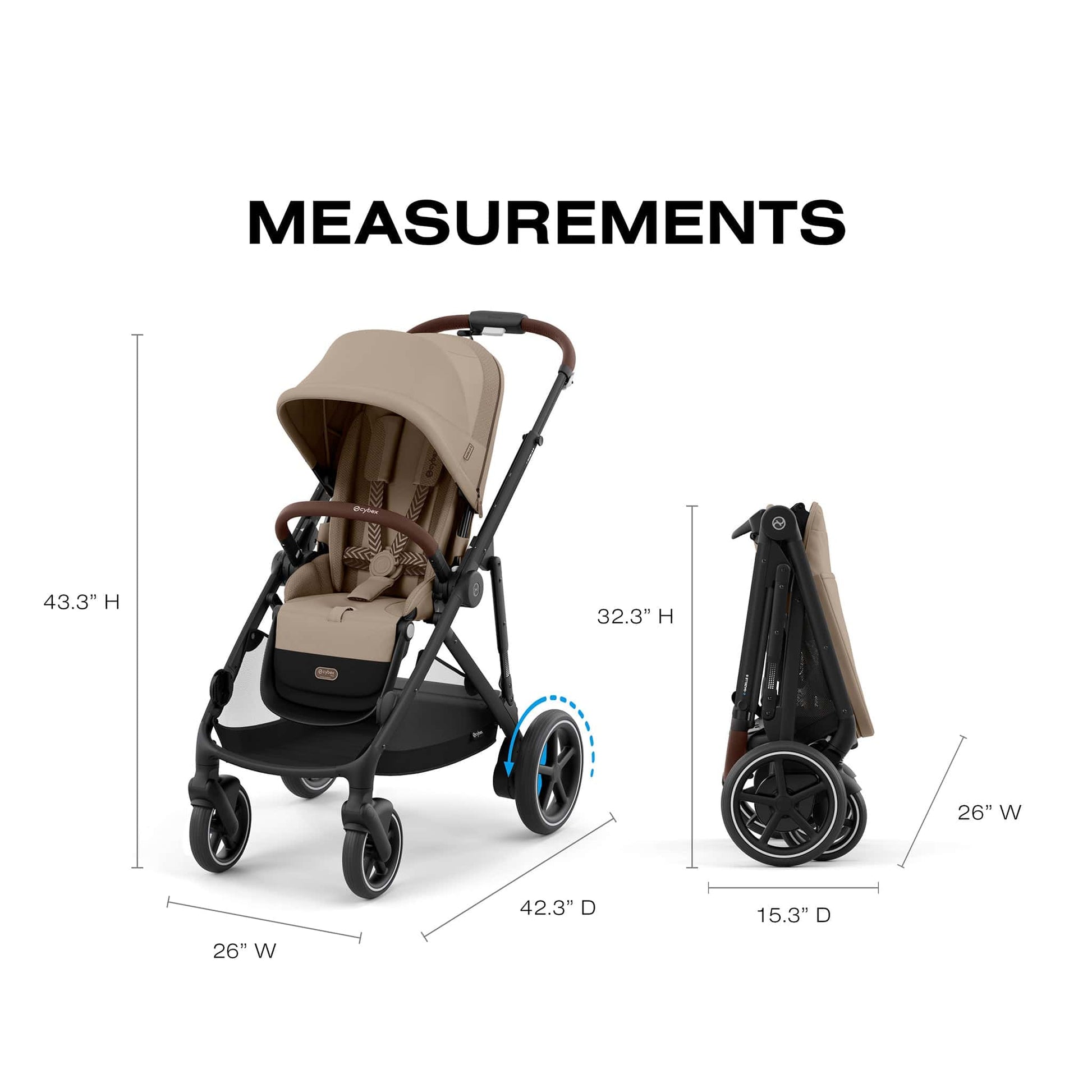 Cybex eGazelle S Electronic Assist Stroller - Black Frame / Almond Beige - 524001219