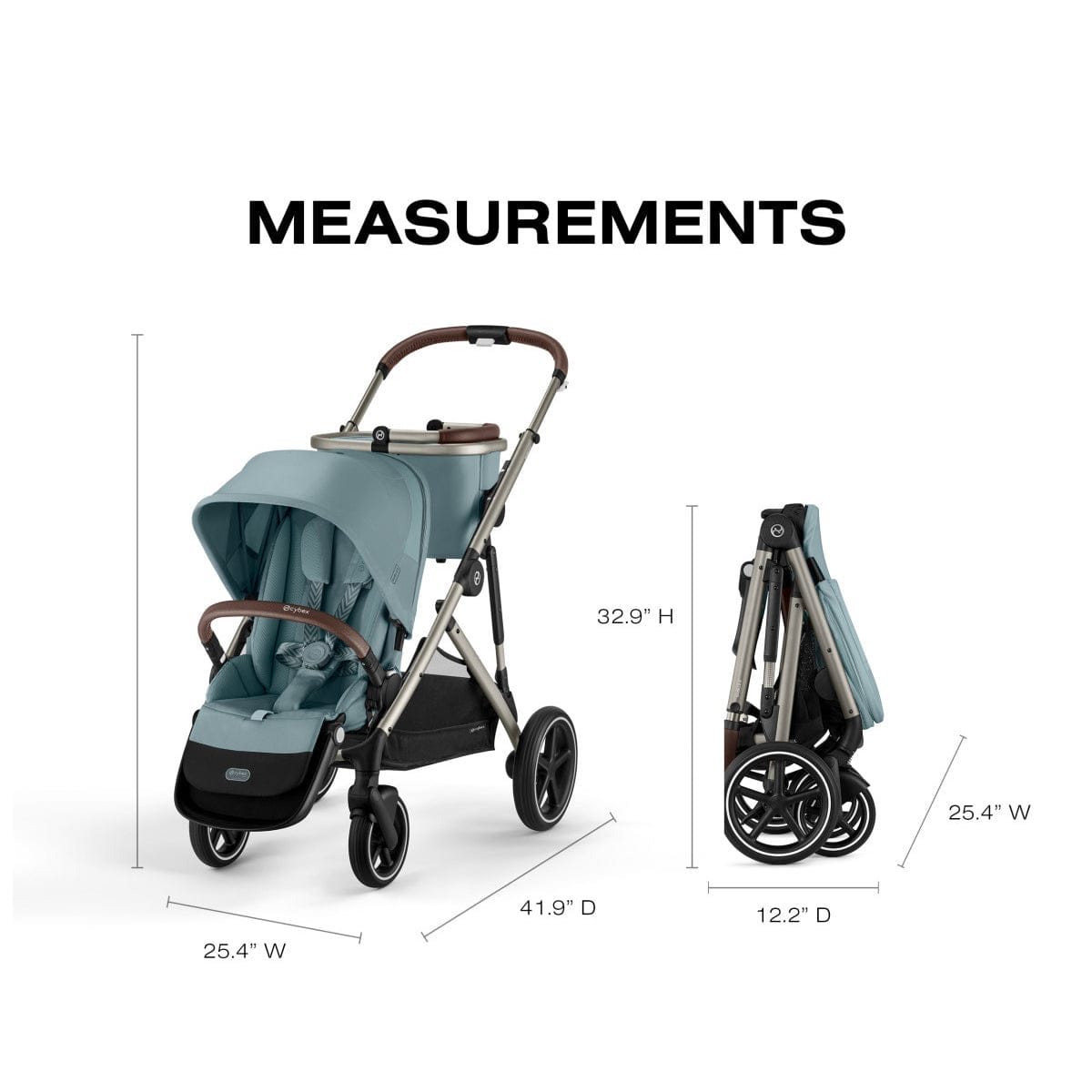 Cybex Gazelle S Single-to-Double Stroller - Taupe Fame / Stormy Blue - 524001303