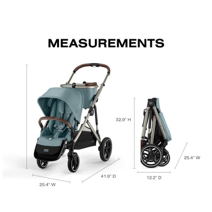 Cybex Gazelle S Single-to-Double Stroller - Taupe Fame / Stormy Blue - 524001303