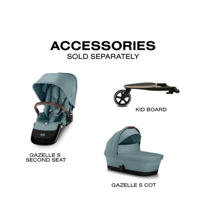 Cybex Gazelle S Single-to-Double Stroller - Taupe Fame / Stormy Blue - 524001303