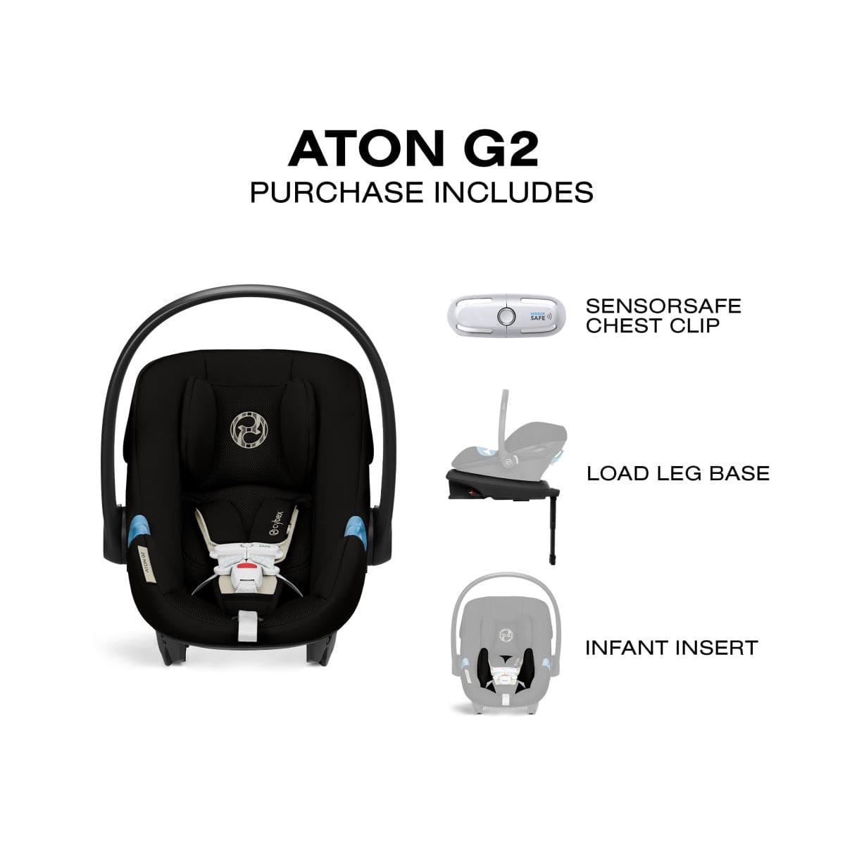 Cybex Aton G2 Infant Car Seat with Load Leg Base - Moon Black - 524002341