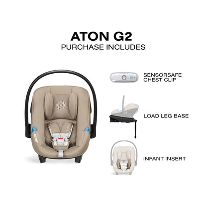 Cybex Aton G2 Infant Car Seat with Load Leg Base - Almond Beige - 524002349