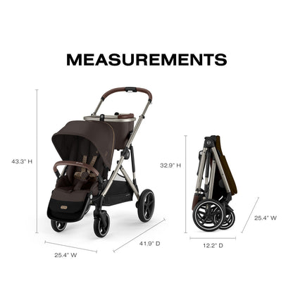 Cybex Gazelle S Single-to-Double Stroller - Taupe Frame / Chocolate Brown Seat