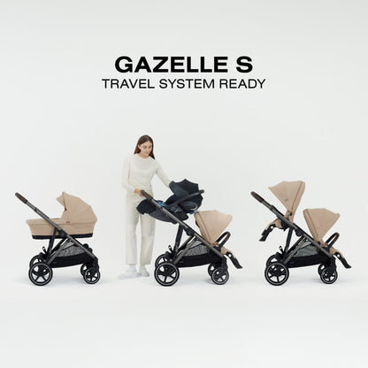 Cybex Gazelle S Single-to-Double Stroller - Taupe Frame / Chocolate Brown Seat