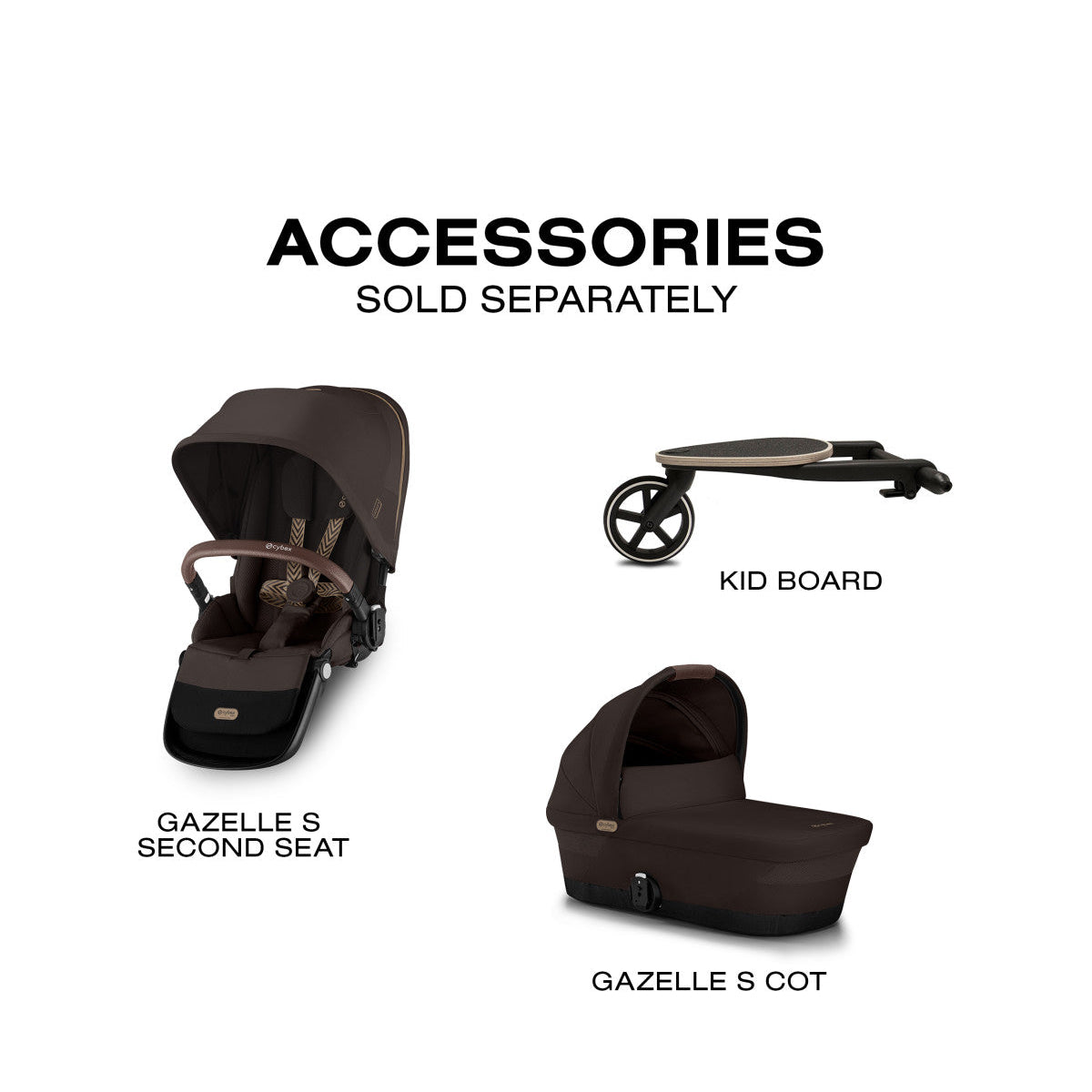 Cybex Gazelle S Single-to-Double Stroller - Taupe Frame / Chocolate Brown Seat