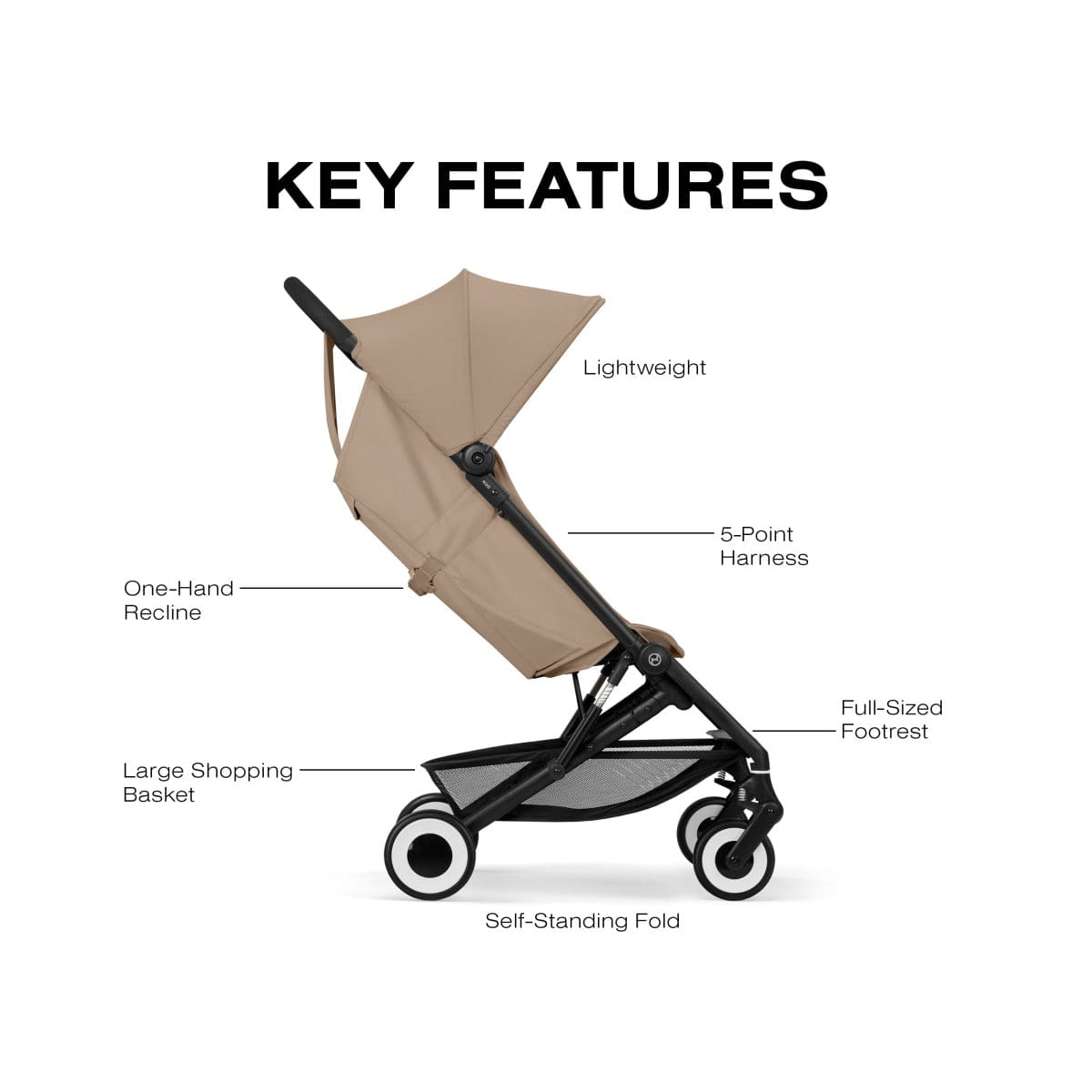 Cybex Agis Ultra-Compact Travel Stroller - Almond Beige - 525000773