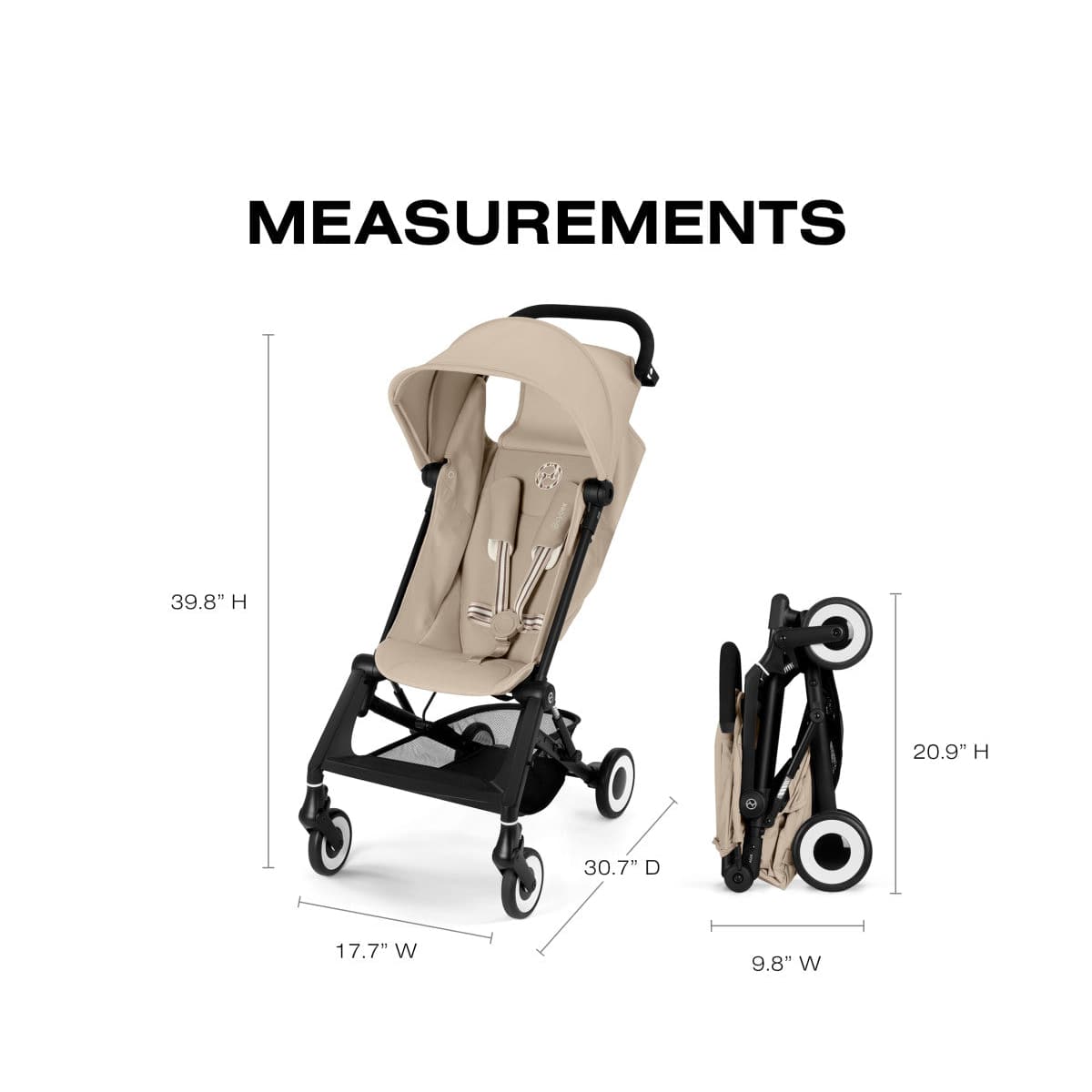 Cybex Agis Ultra-Compact Travel Stroller - Almond Beige - 525000773