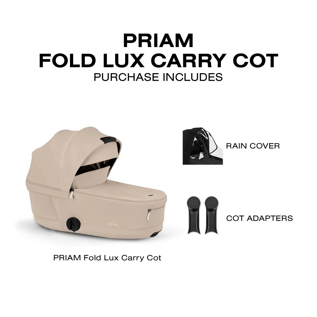 Cybex Priam Fold Lux Carry Cot (2026) - Cozy Beige – Albee Baby