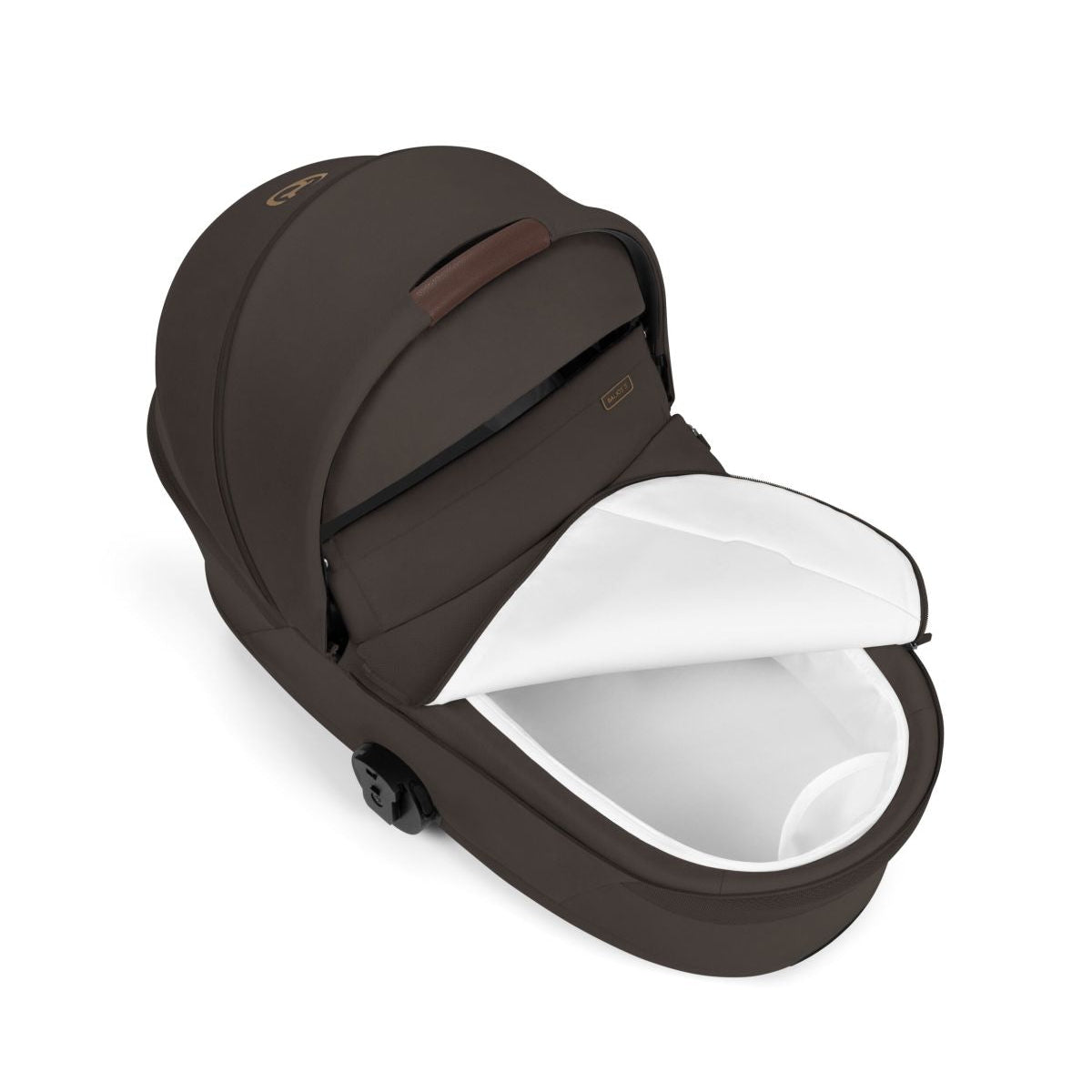 Cybex Balios S Lux carry cot in brown with white interior lining