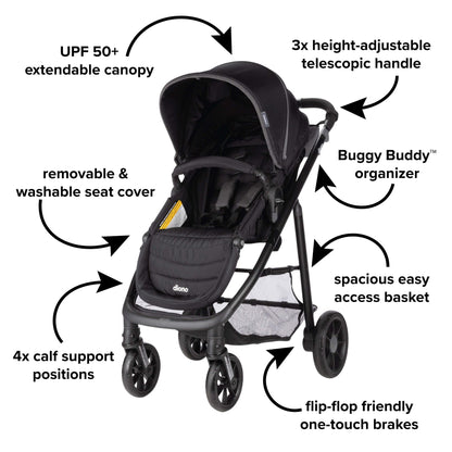 Diono Quantum 4 3-in-1 Travel System with LiteClik30 R SafePlus - Black Jet - 56500-NA-01