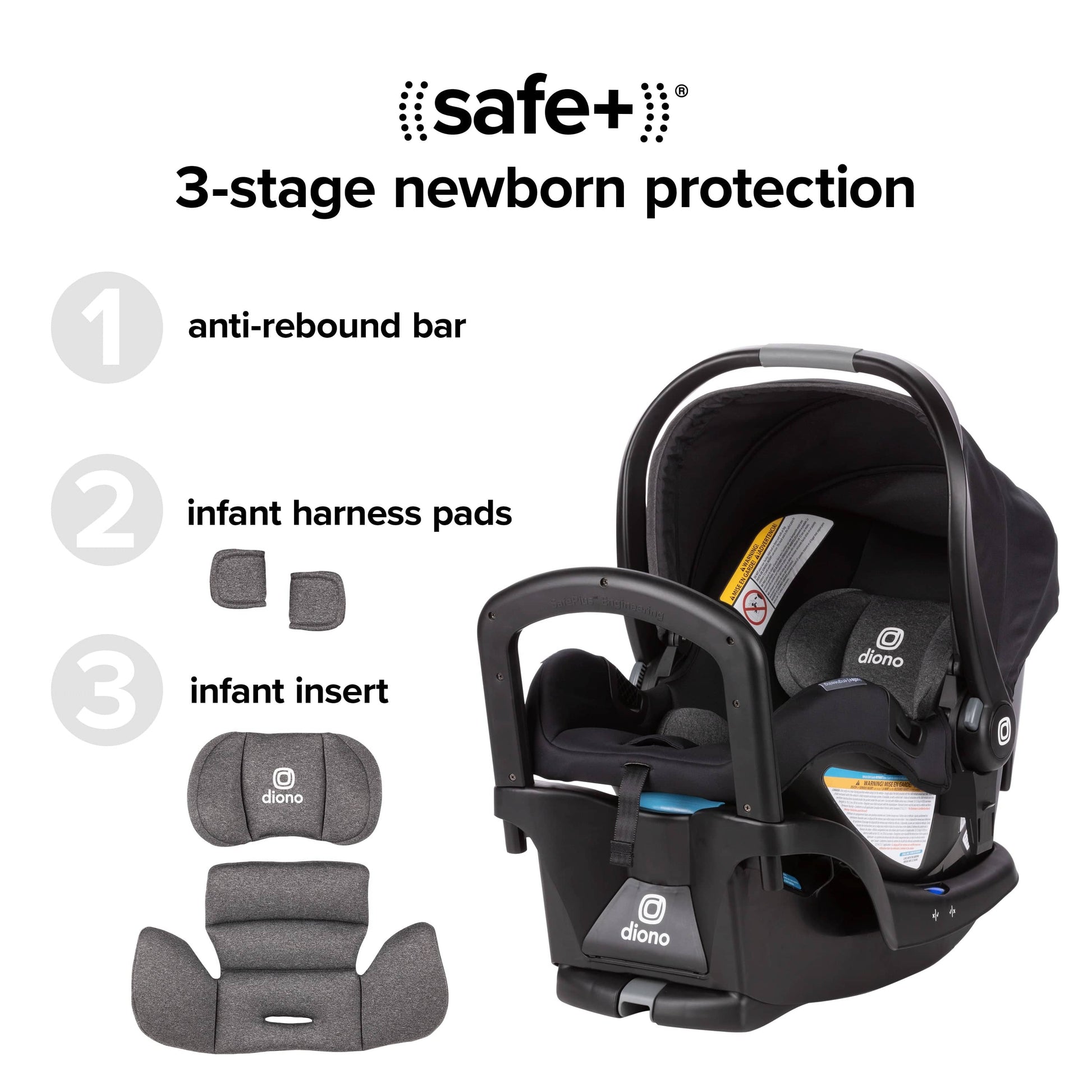 Diono Quantum 4 3-in-1 Travel System with LiteClik30 R SafePlus - Black Jet - 56500-NA-01