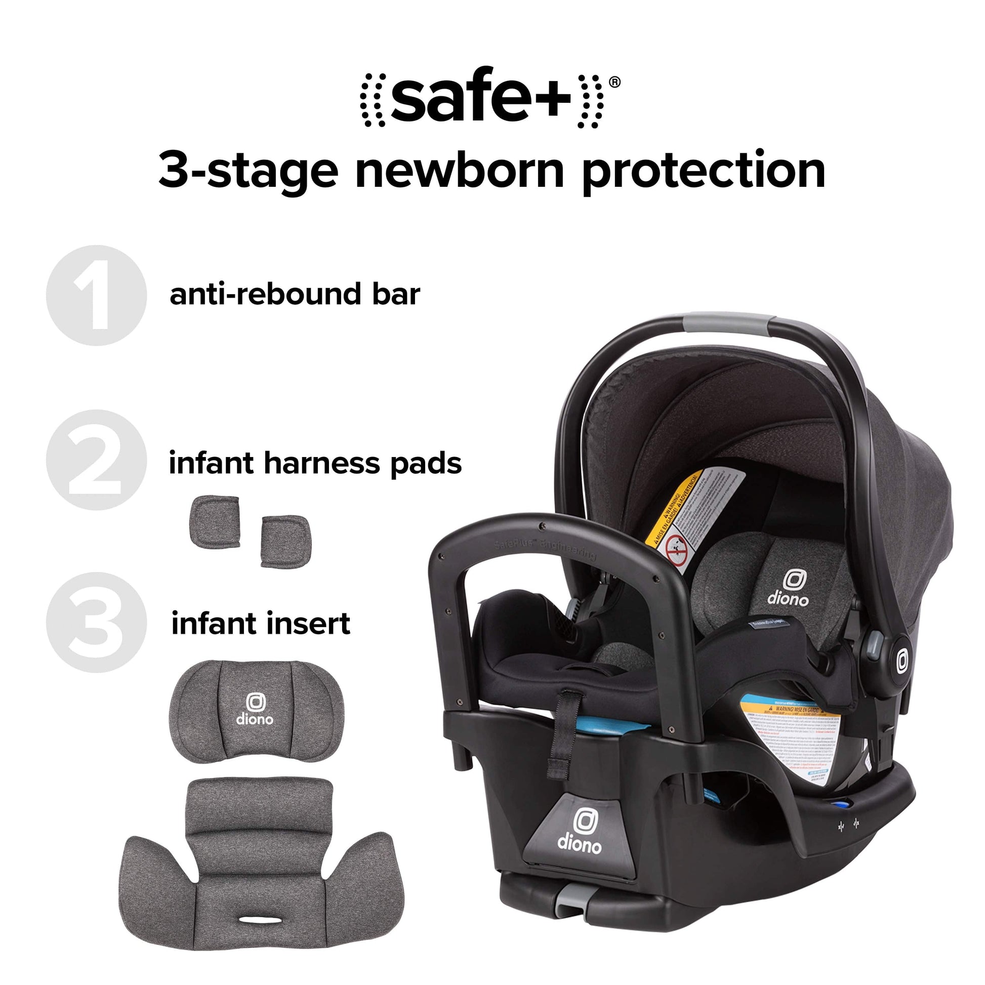 Diono Quantum 4 3-in-1 Travel System with LiteClik30 R SafePlus - Gray Slate - 56501-NA-01