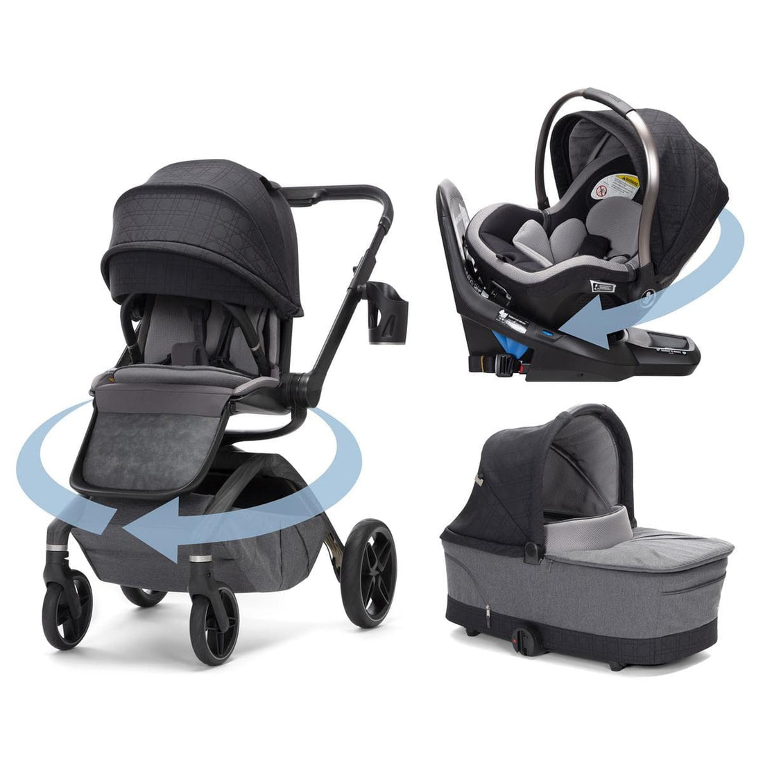 Maxi-Cosi Tana 360 + Peri 180 Rotating Infant Car Seat Travel System + Bassinet Bundle - Onyx Heritage - CV452HCV-CV460HCV-IC397HCV