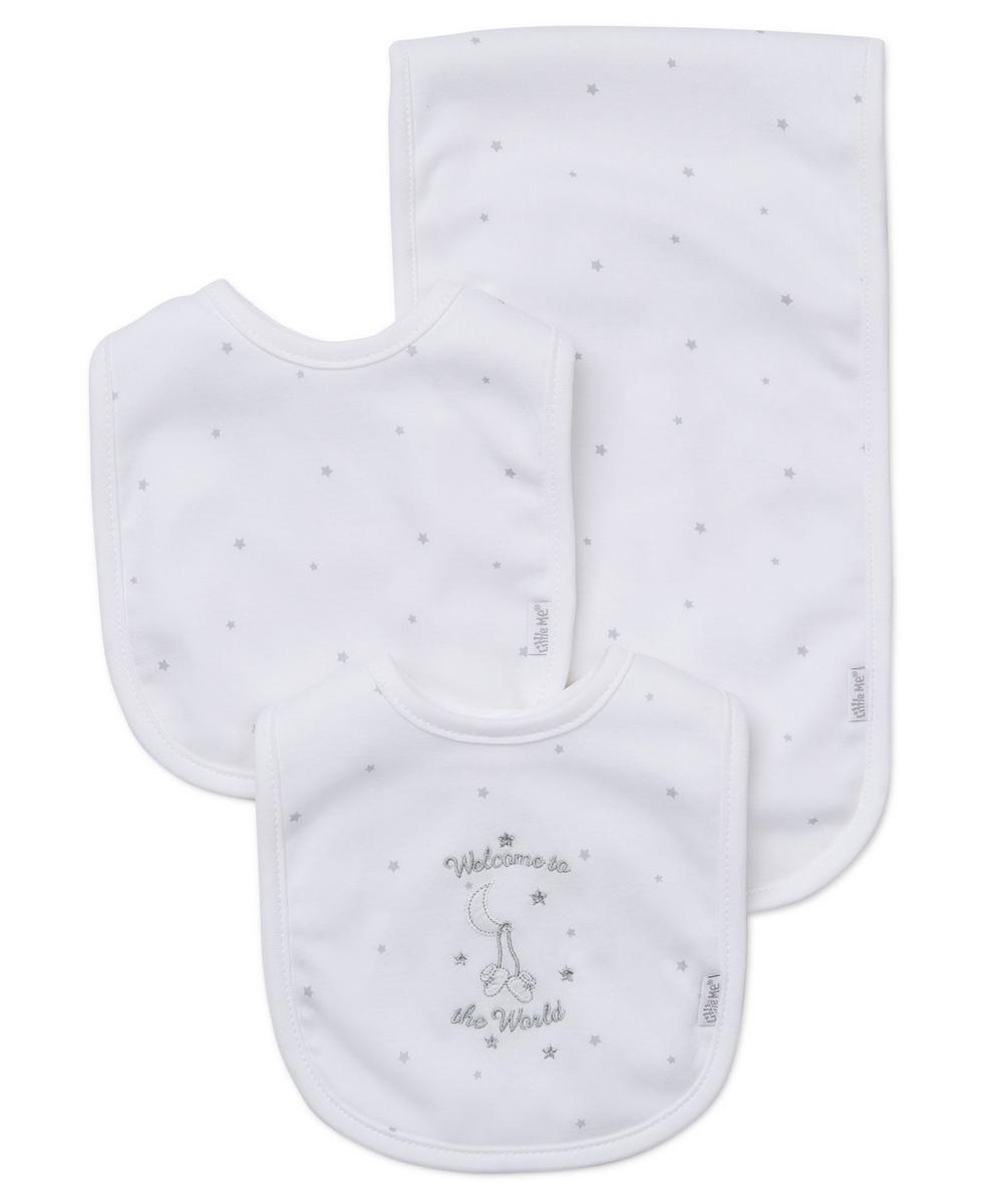 Little Me Welcome To The World Bib & Burp Set - White, One Size