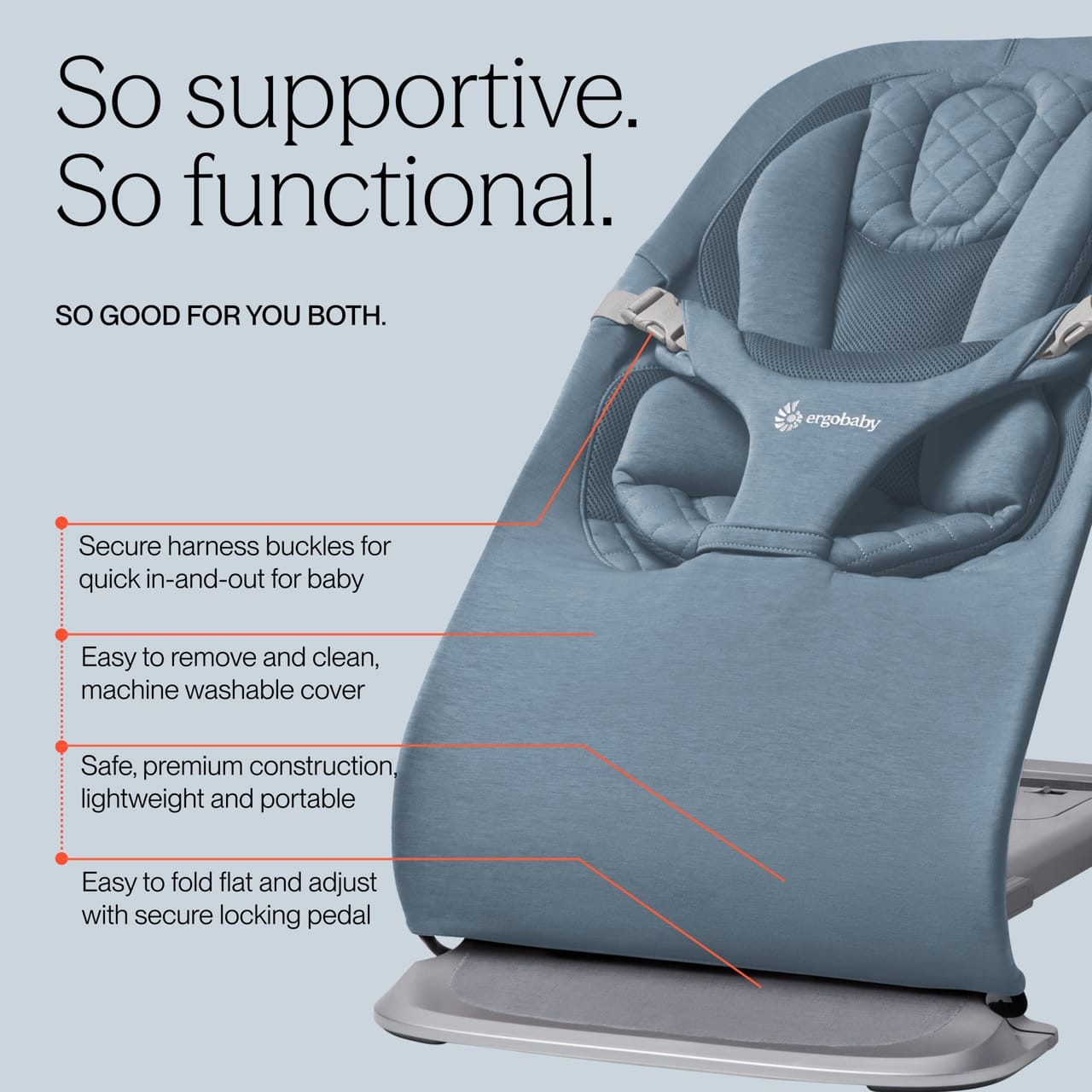 Ergobaby Evolve 3-in-1 Bouncer - Oxford Blue