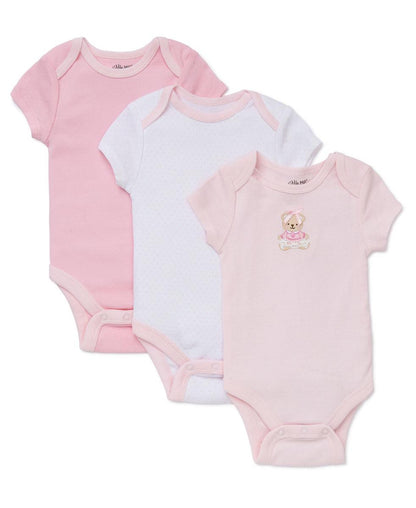 Little Me Sweet Bear 3-Pack Bodysuits - Pink Multi, 3M