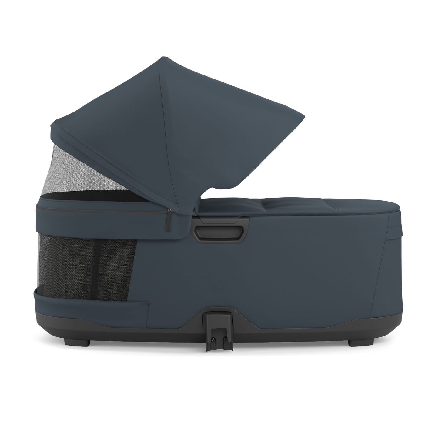 Dark blue Thule Urban Glide 3 bassinet with canopy and mesh ventilation side panels
