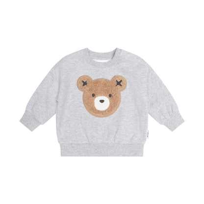 Huxbaby Furry Huxbear Sweatshirt – Grey Marle, 6-12M