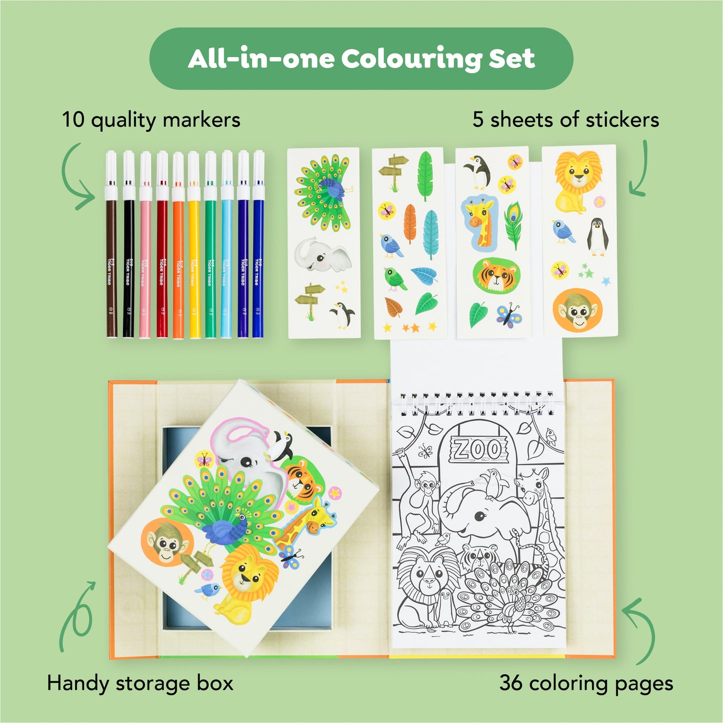 Tiger Tribe Coloring Set - Zoo - Image 3
