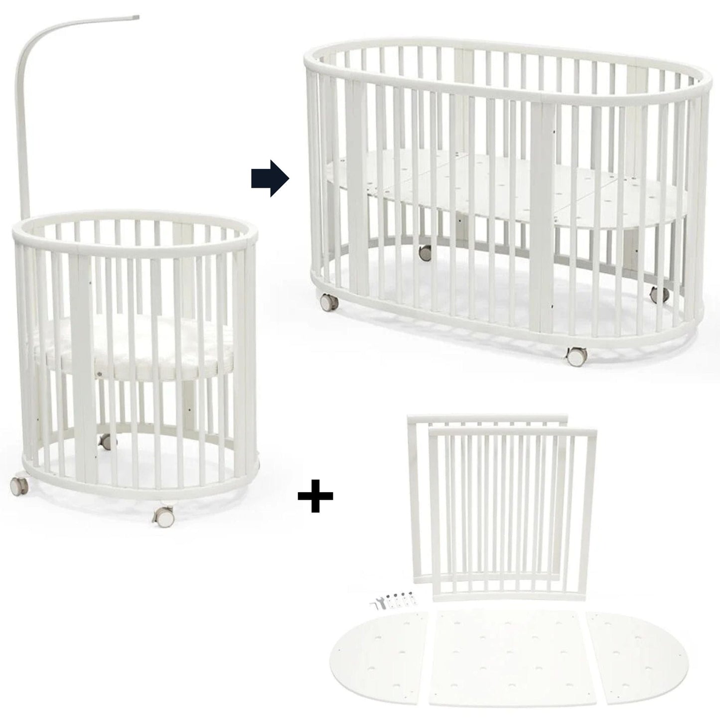 Stokke Sleepi Mini Crib Bundle with Mattress V3 + Bed Extension Kit V3 - White - 600602-592202
