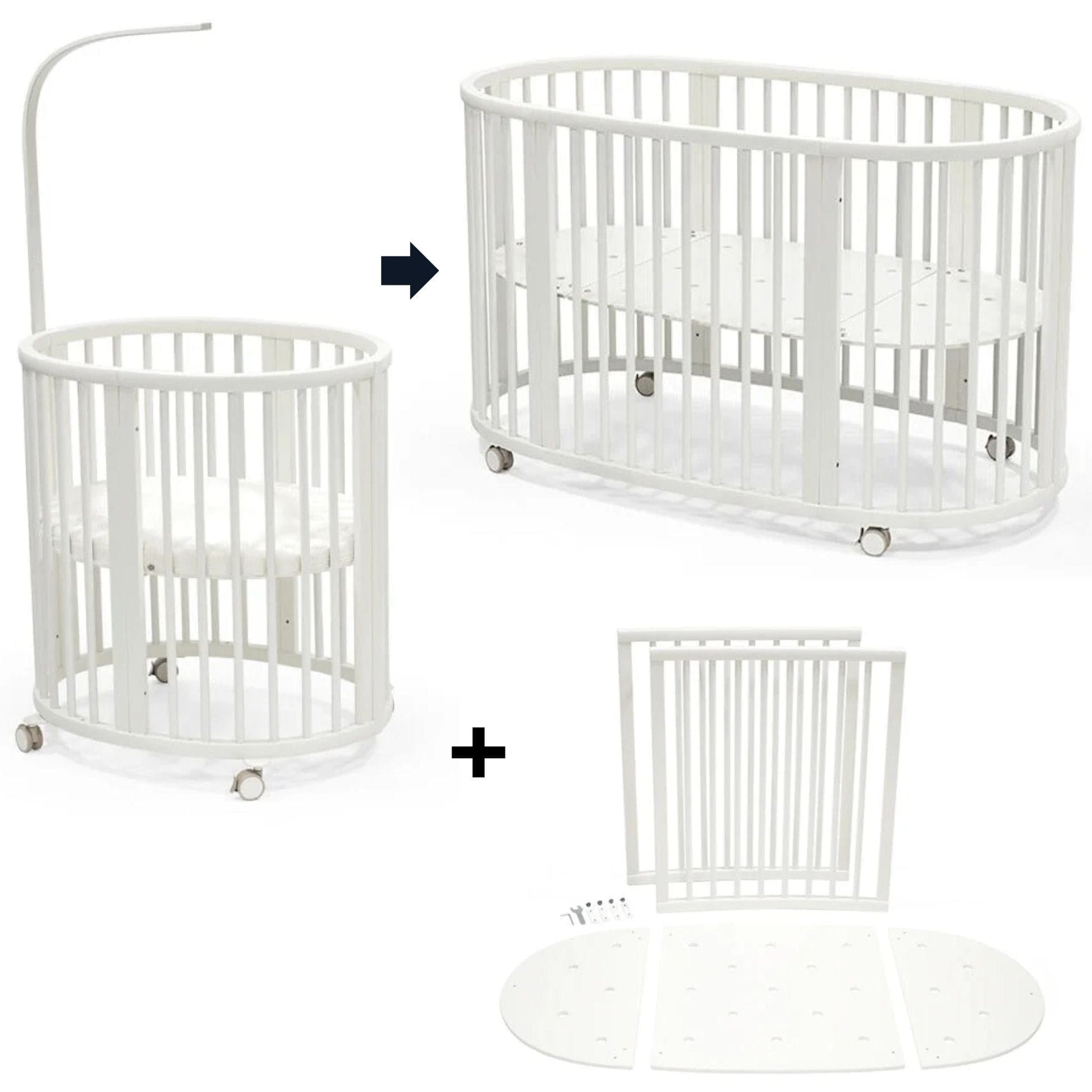 Stokke Sleepi Mini Crib Bundle with Mattress V3 + Bed Extension Kit V3 - White - 600602-592202