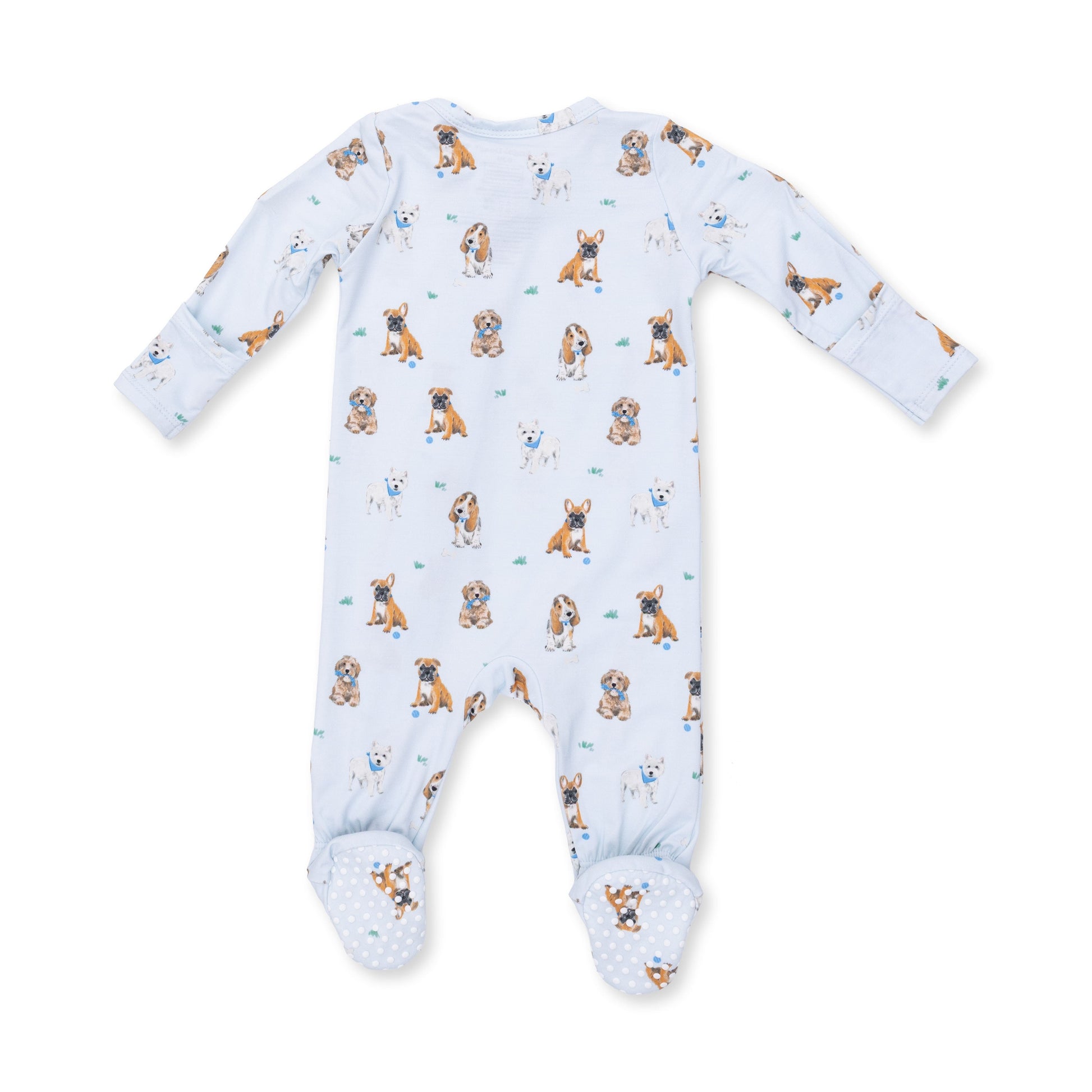 Angel Dear Bestie Dogs Blue 2 Way Zipper Footie, 3-6M