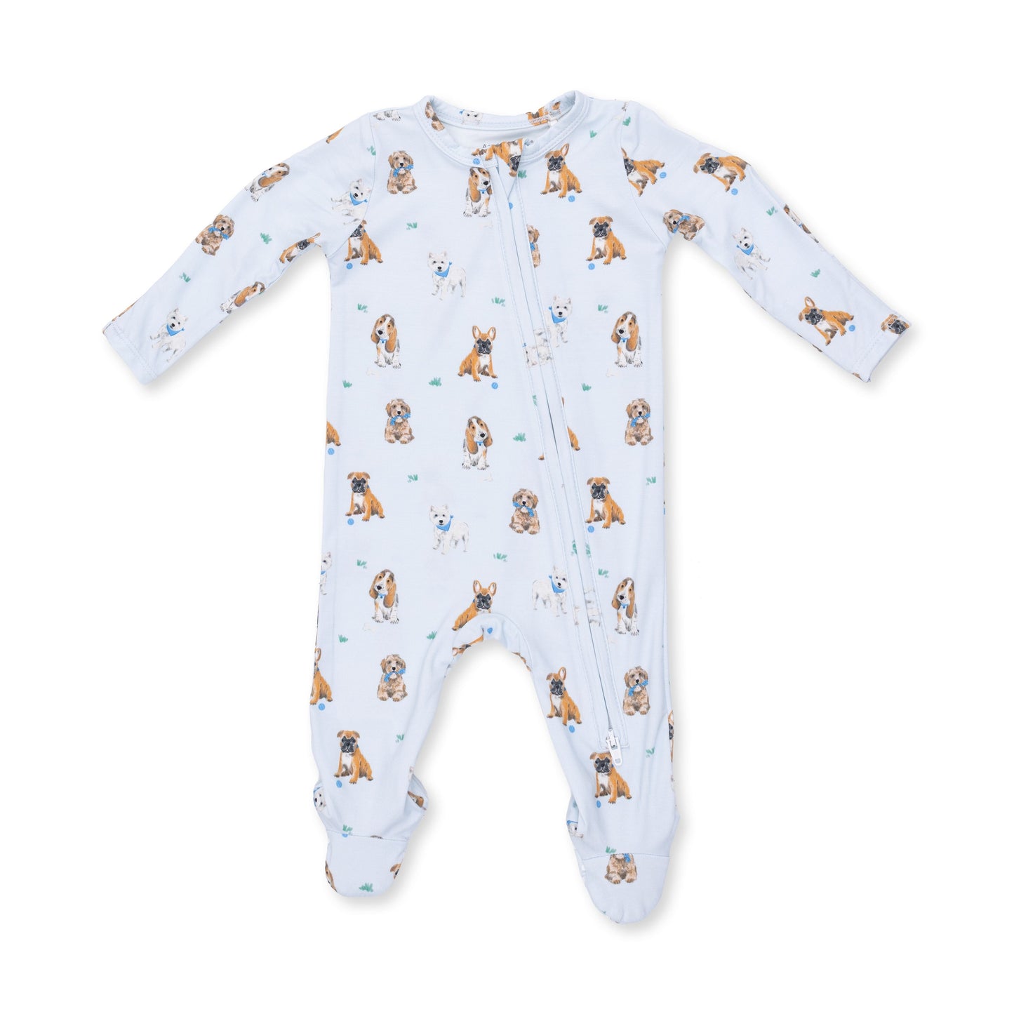 Angel Dear Bestie Dogs Blue 2 Way Zipper Footie, NB