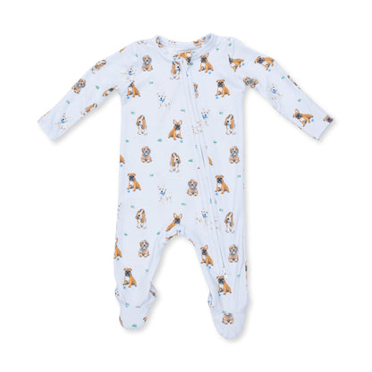 Angel Dear Bestie Dogs Blue 2 Way Zipper Footie, NB